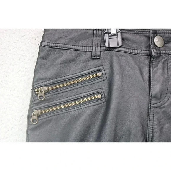 Free People Women's Faux Leather Biker Style Pants-Size 2-Pockets-Skinny Jeans - Picture 6 of 8